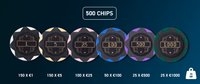 Pokerset in zwarte koffer, 500 chips  met waarde (14 gram)